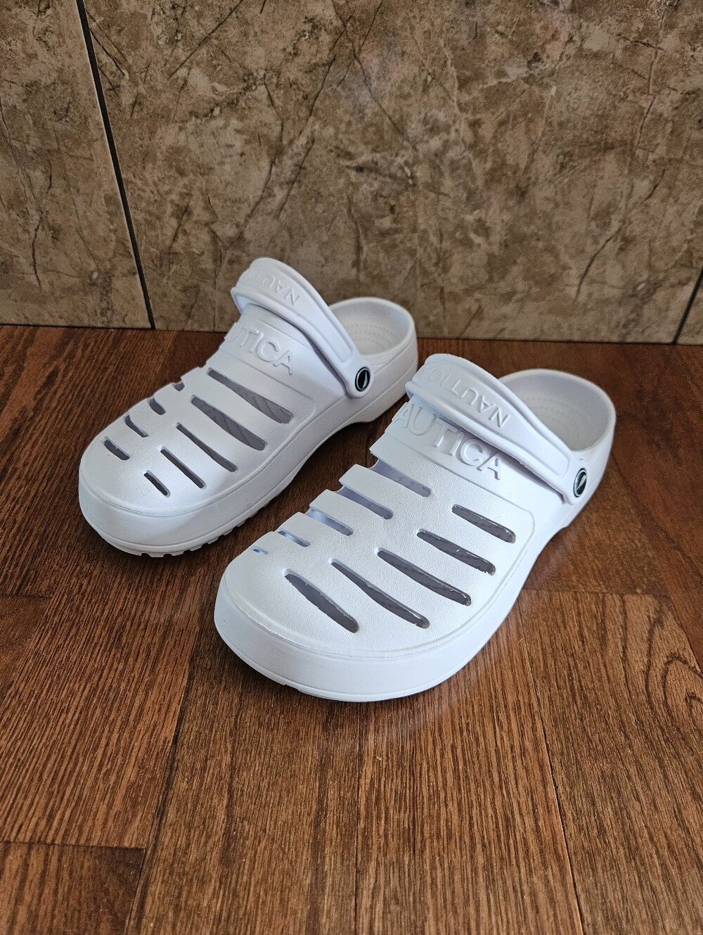 Nautica White Slip-On Ventilated Clogs